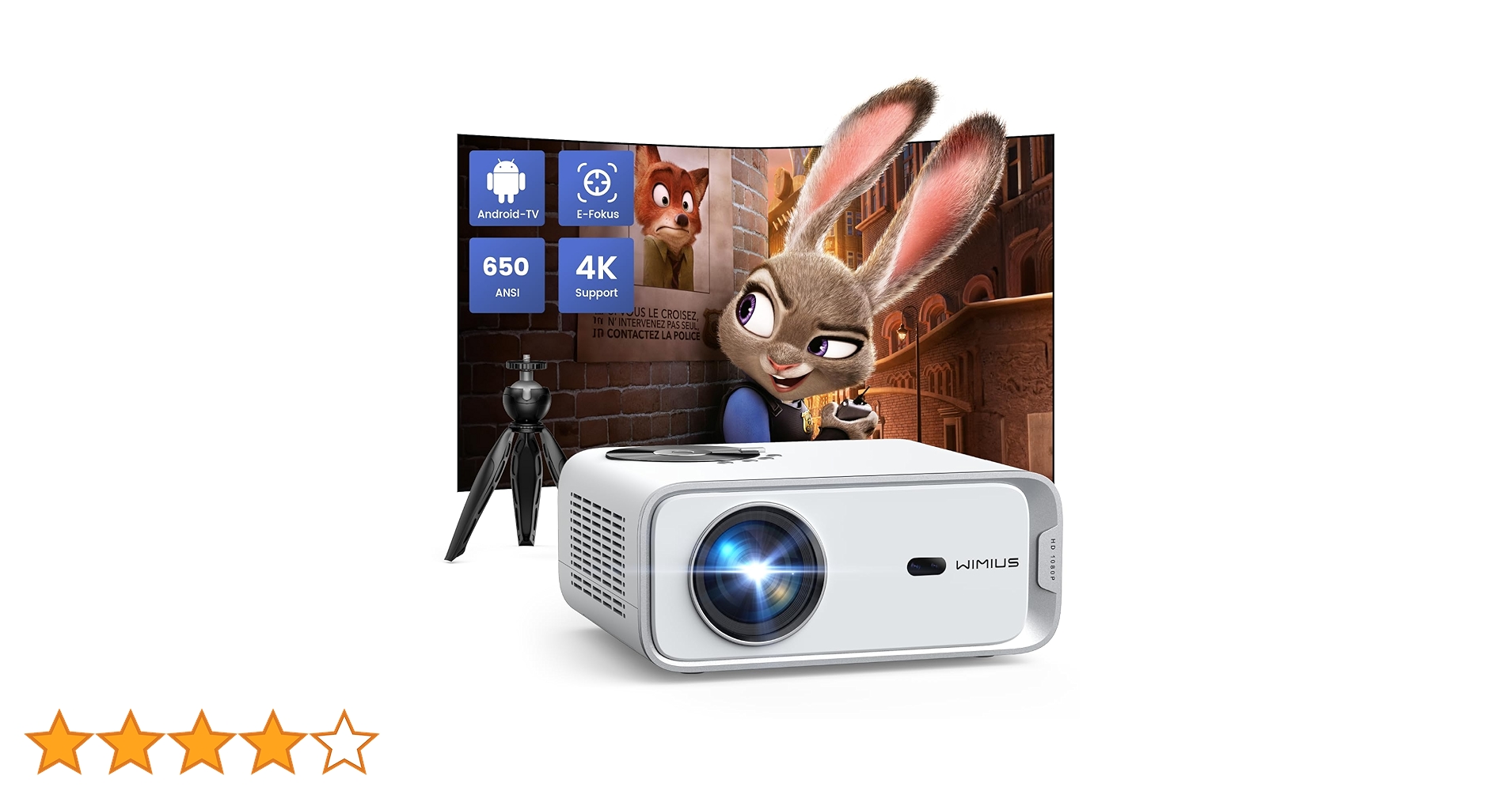 Android TV】 Projector 4K with Auto Keystone, WiMiUS P63